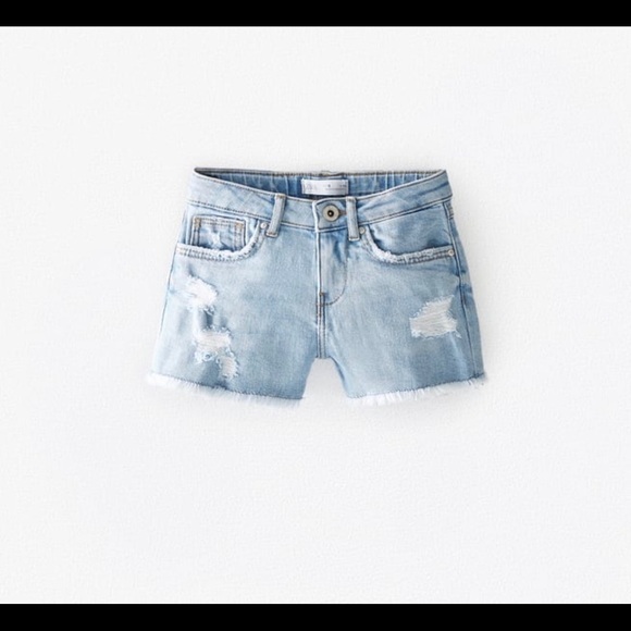 Zara Girls Cut Off Denim Shorts Light​​​​​​​​​ - Picture 1 of 6
